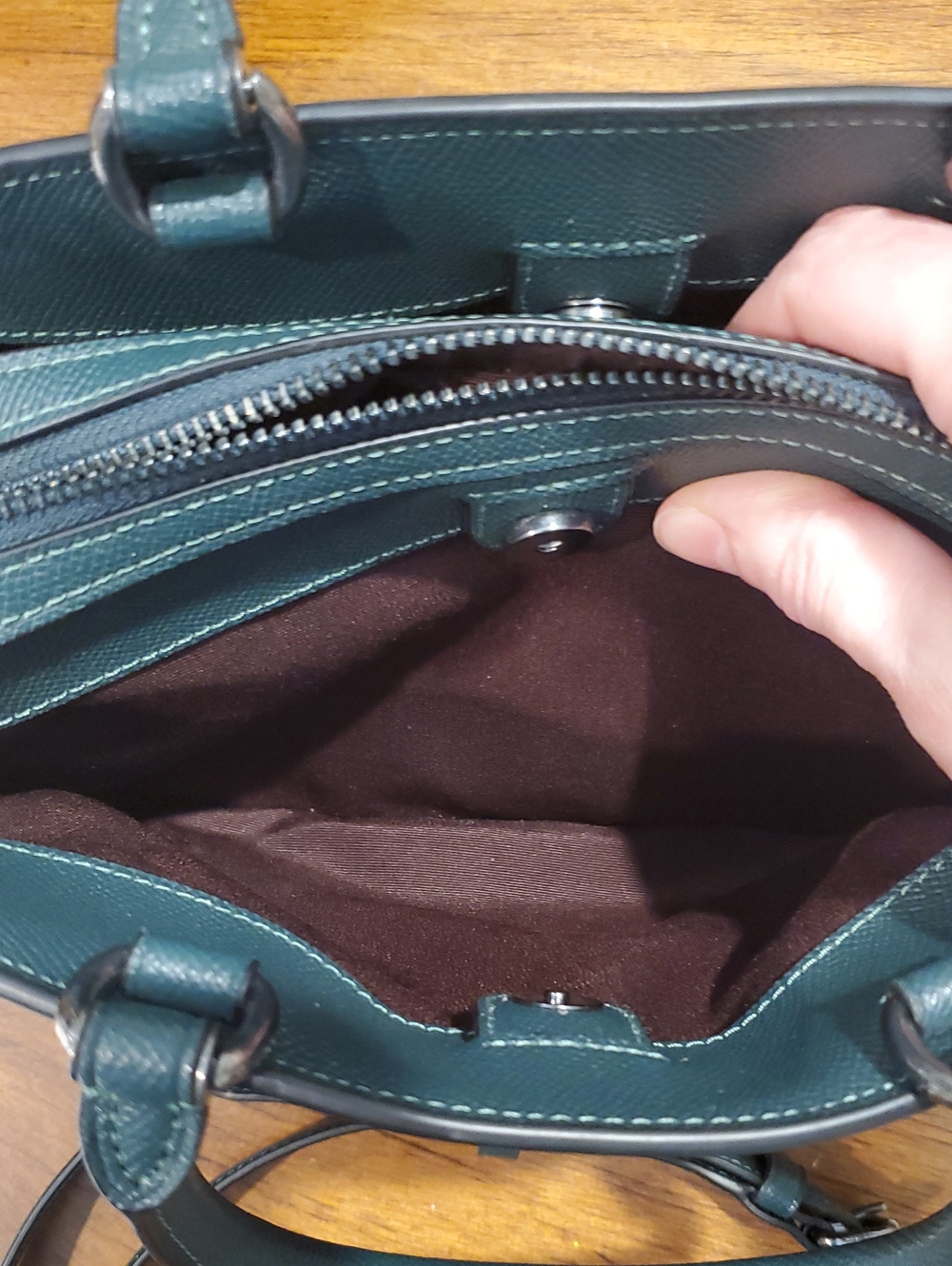 Like NEW Coach Teal Mini Lillie Carryall Bag - Picture 10 of 13